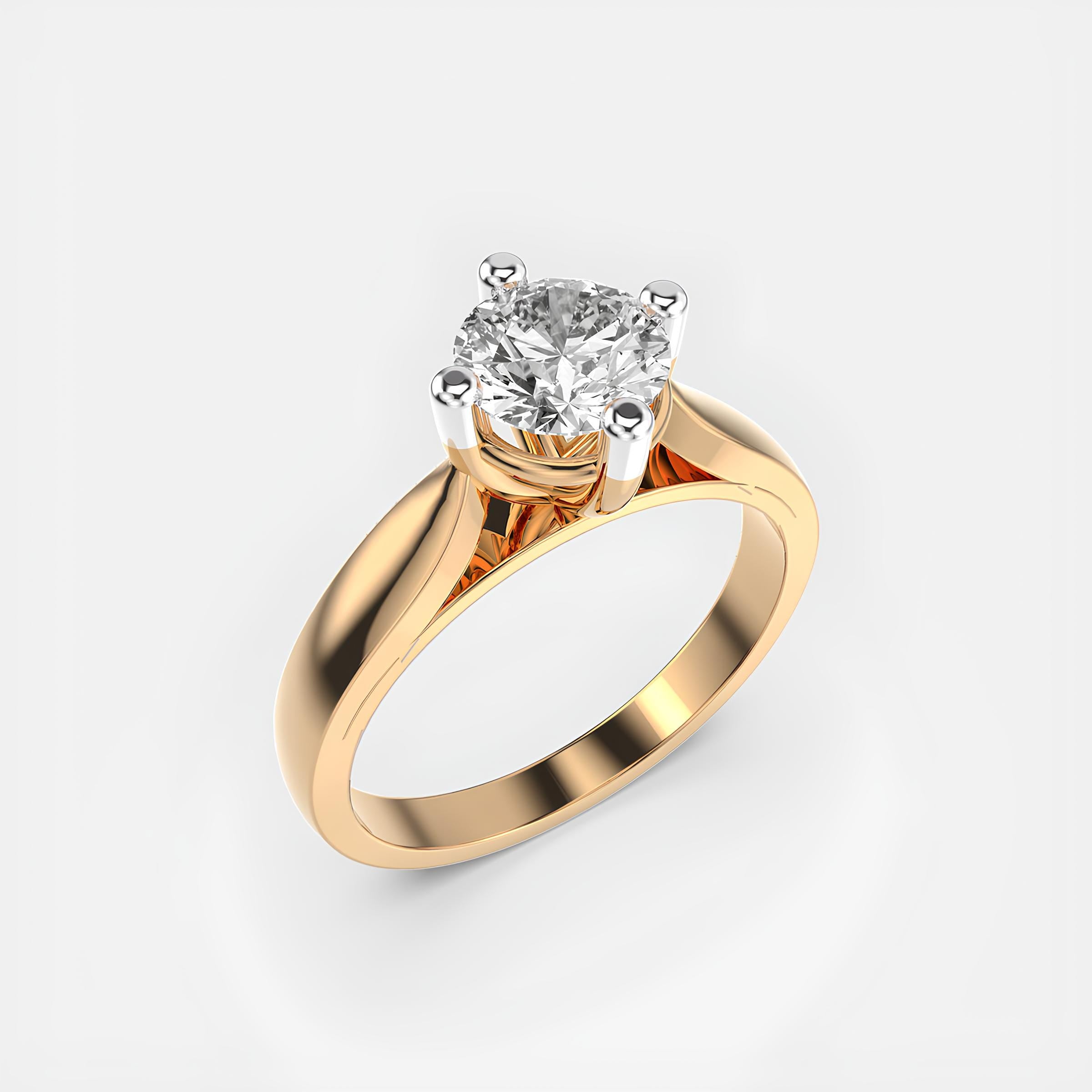 1 Carat Round Solitaire Ring – EF VS/SI Lab-Created Diamond in 14K Solid Gold | Women's Engagement Ring or Wedding Band